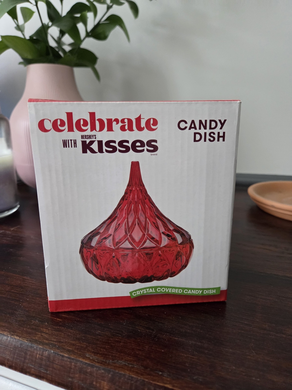 Celebrate with Kisses Red Crystal Candy Dish - Boxed